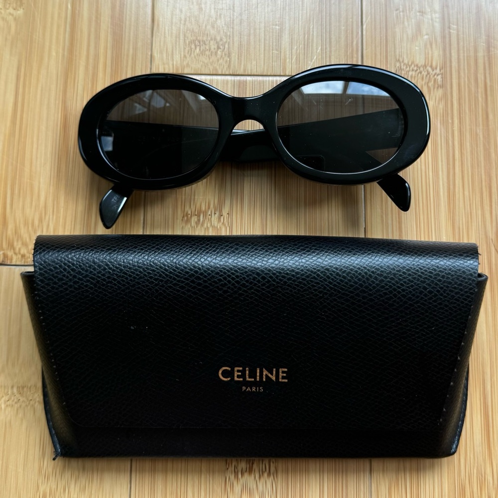 Celine Black Triomphe Oval Sunglasses - Picture 3 of 8